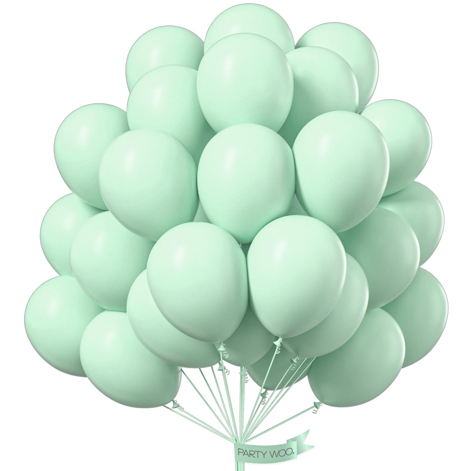 PartyWoo Mint Green Balloons – 50 Pack, 12” Latex Balloons for Parties