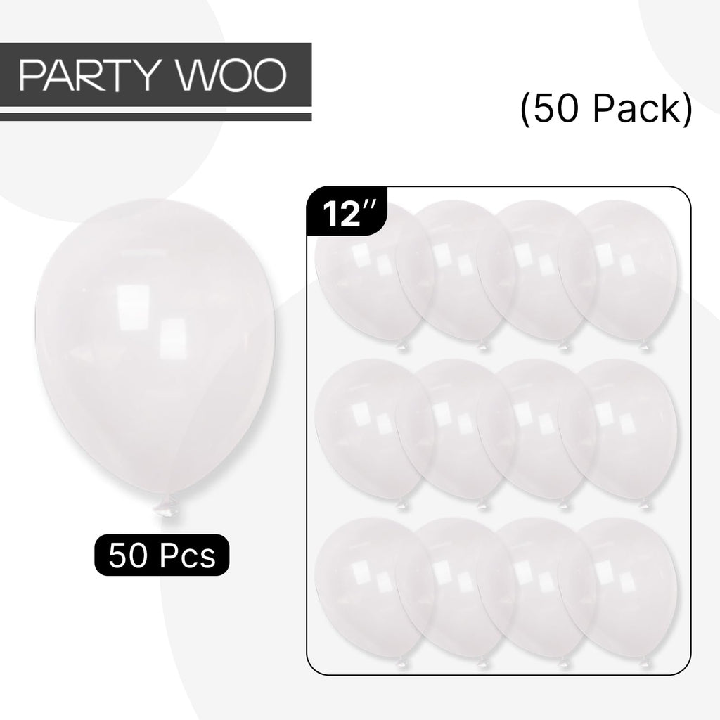 PartyWoo Clear Balloons 50pcs - 12 Inch Transparent Latex Balloons for Graduation, Wedding, Baby Shower