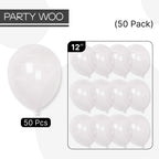 PartyWoo Clear Balloons 50pcs - 12 Inch Transparent Latex Balloons for Graduation, Wedding, Baby Shower