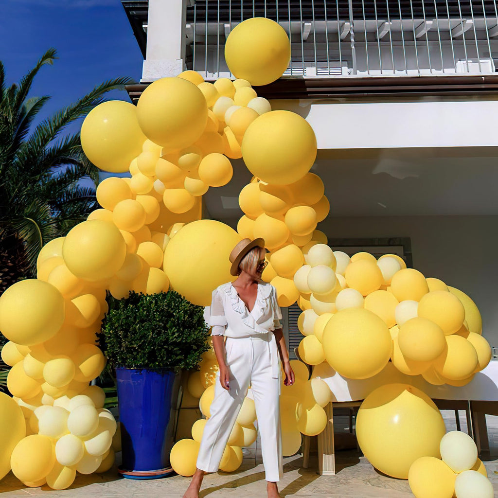 PartyWoo Mustard Yellow Balloons 120pcs – Boho Fall Arch Kit, 18/12/10/5 Inch