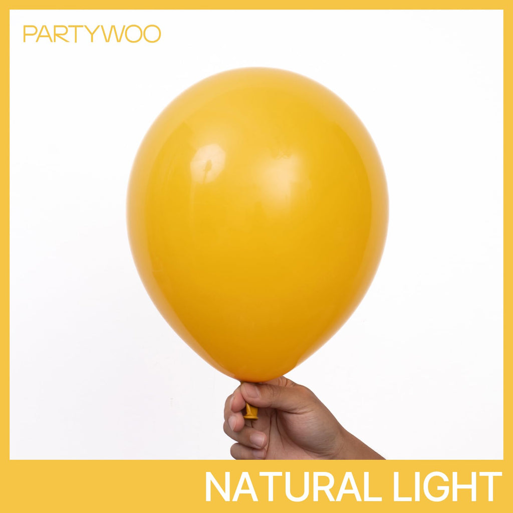 PartyWoo Mustard Yellow Balloons 120pcs – Boho Fall Arch Kit, 18/12/10/5 Inch