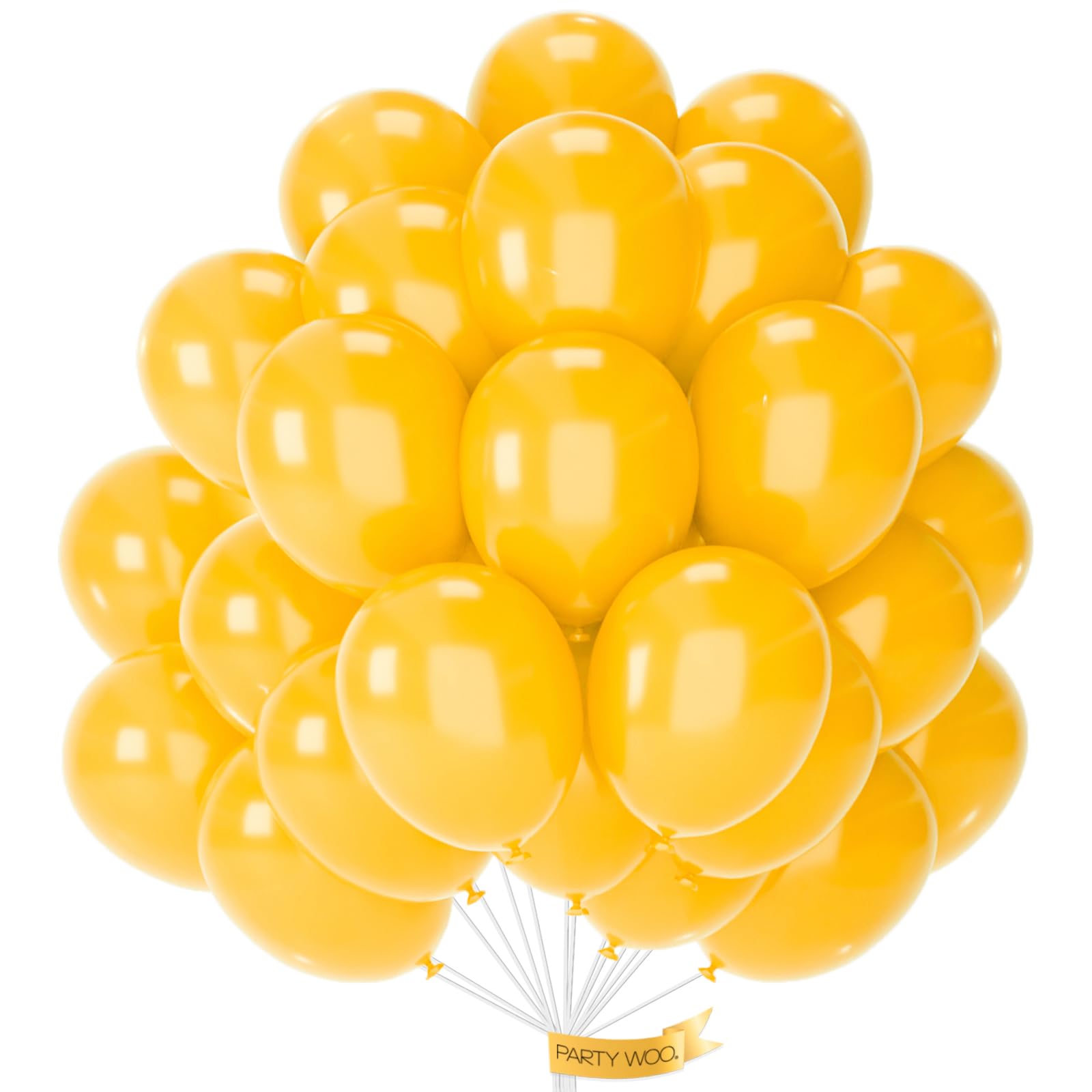 PartyWoo Mustard Yellow Balloons – 50pcs, 12in Latex Party Decor