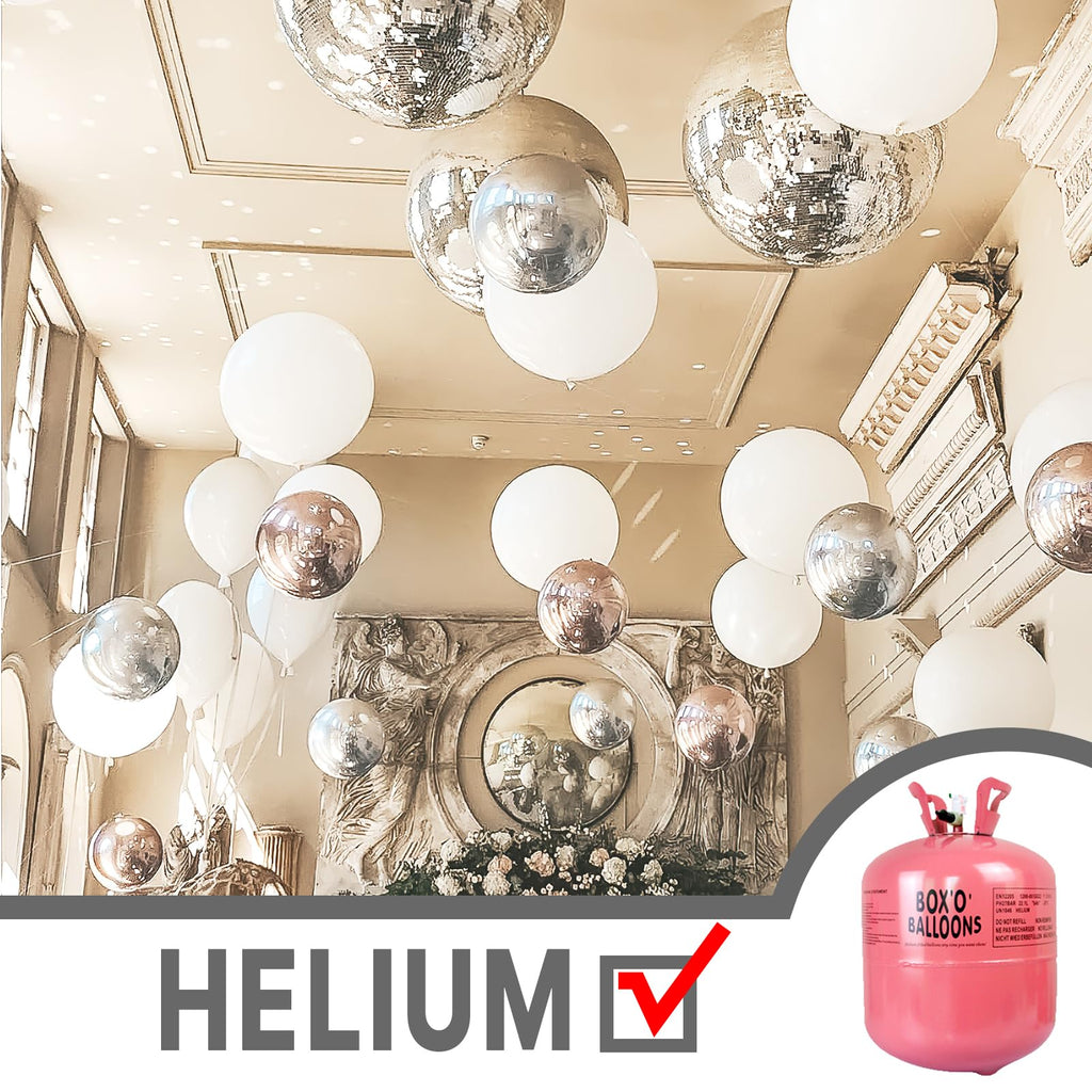 PartyWoo White 22in 4D Mirror Ball Foil Balloons – 6pcs for Weddings, Birthdays & Baby Showers