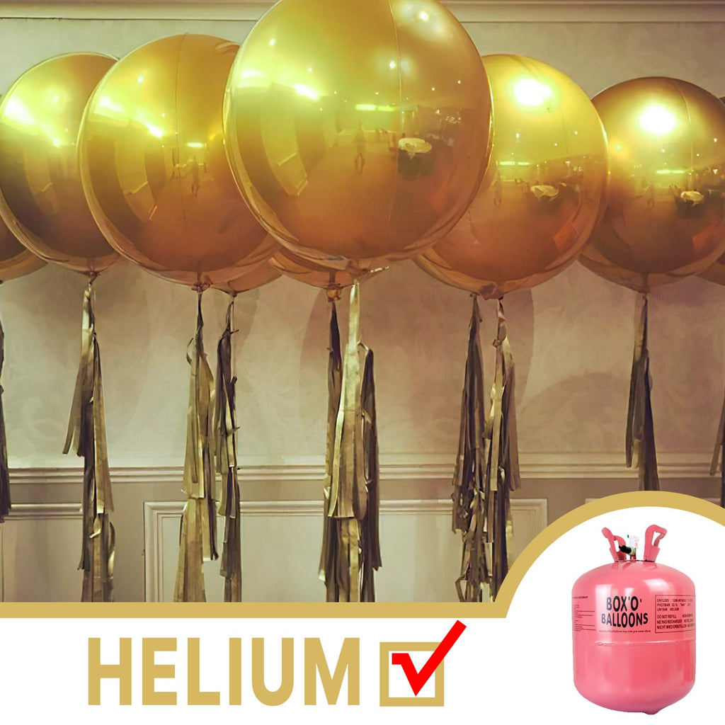 PartyWoo Metallic Gold 50-Inch 3-Pack 4D Mirror Ball Mylar Balloons
