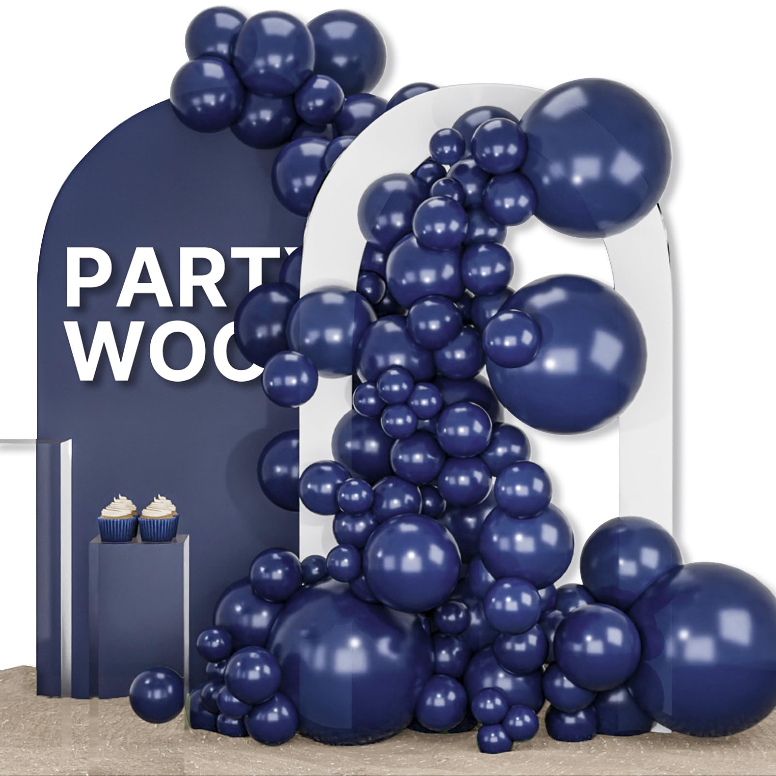 PartyWoo Navy Blue Balloons 152pc Arch Kit – 18/12/10/5in for Weddings & Parties