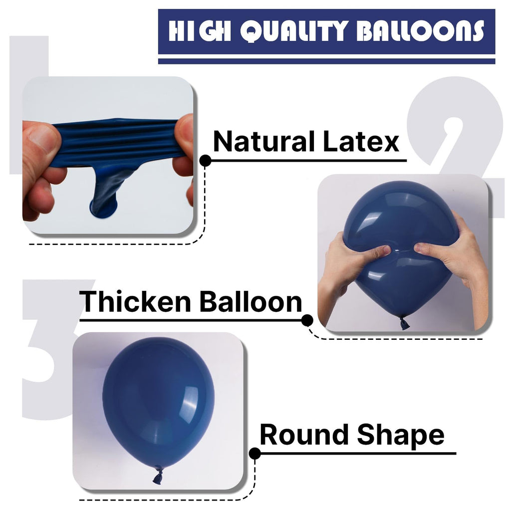 PartyWoo Navy Blue Balloons Kit – 127 Pcs (36, 18, 12, 10, 5in) for Graduation, Weddings & Parties