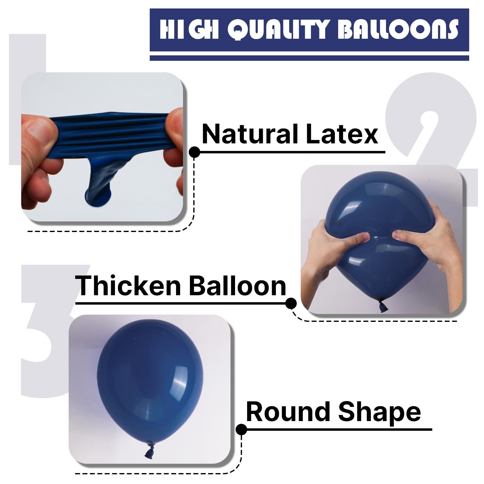 PartyWoo Navy Blue Balloons Kit – 127 Pcs (36, 18, 12, 10, 5in) for Graduation, Weddings & Parties