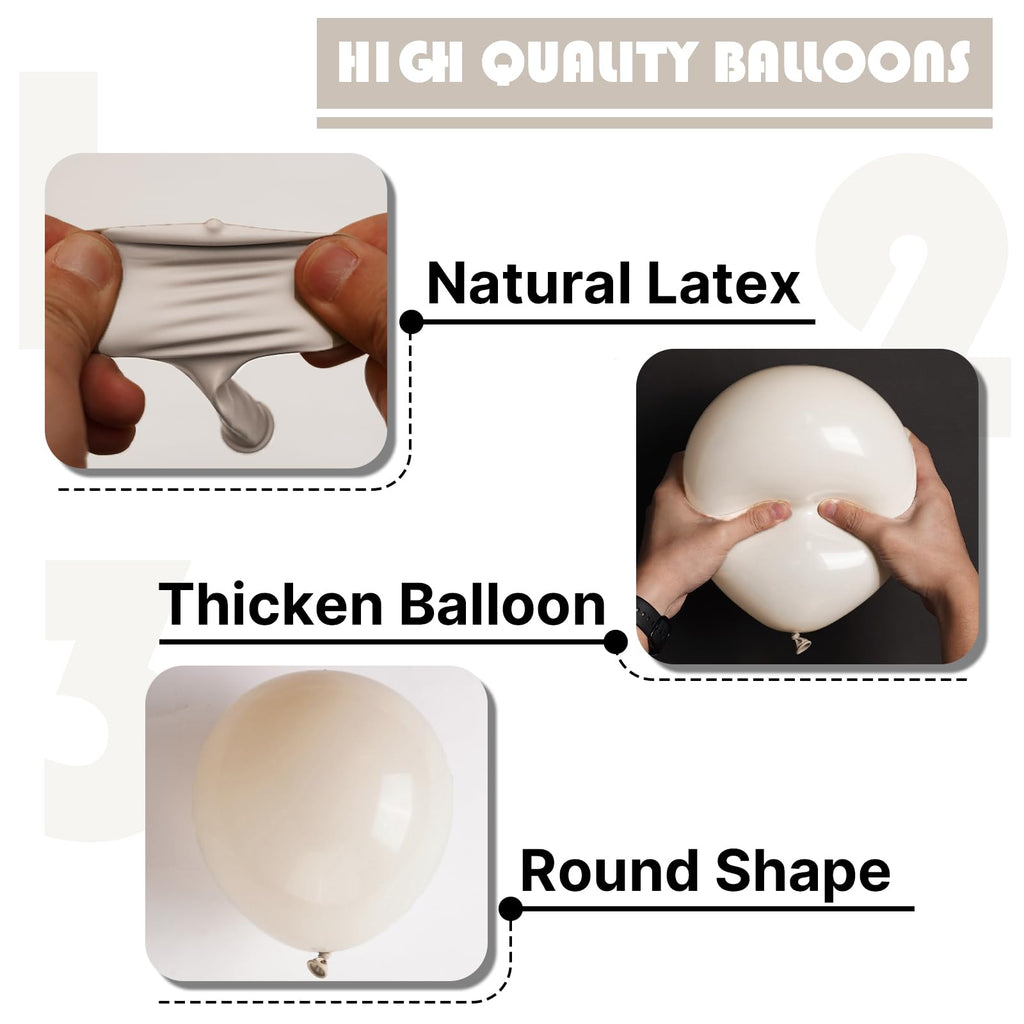 PartyWoo White Sand Balloons – 50pcs, 5in Latex Mini Ivory Cream for Weddings & Parties