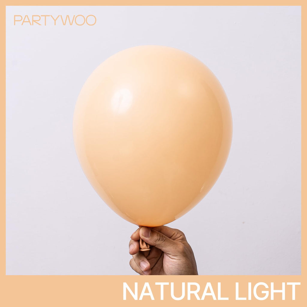 PartyWoo Nude Balloons 140pcs – Boho Apricot Neutral Arch Kit (18/12/10/5 Inch)