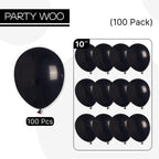 PartyWoo Matte Black Latex Balloons – 100 Pack, 10-inch Helium Balloons for Party Decor