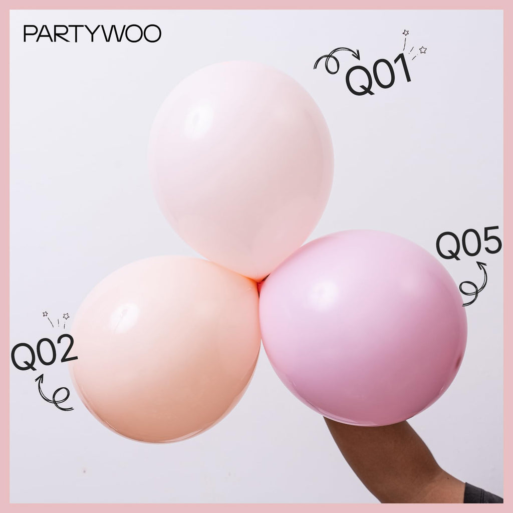 PartyWoo Pale Pink Balloons 127pc Set – Assorted Sizes for Arch Garlands