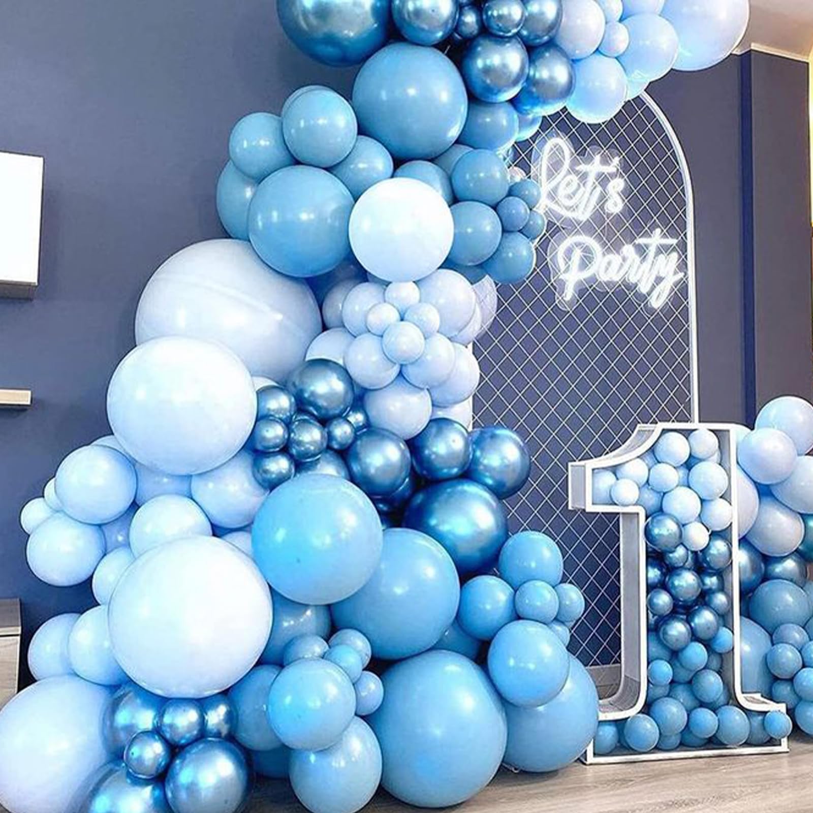 PartyWoo Light Blue Balloons – 140 Pcs in 18/12/10/5 Inches for Balloon Garland Arch & Party Decorations