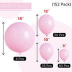 PartyWoo Baby Pink Balloons 152 pcs | Pastel Arch Kit for Baby Shower & Birthday