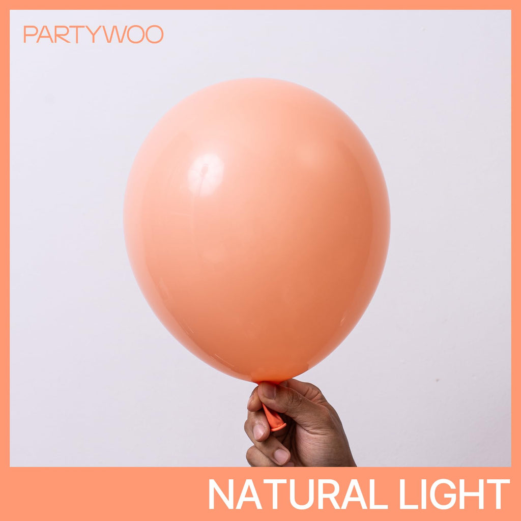 PartyWoo Peach Balloons 140pcs – Light Orange & Blush Pink Latex Arch Kit