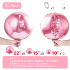 PartyWoo Pearl Pink Foil Balloons – 20pc 10/15/22in 4D Mylar Balloons for Baby Shower & Birthday Decor