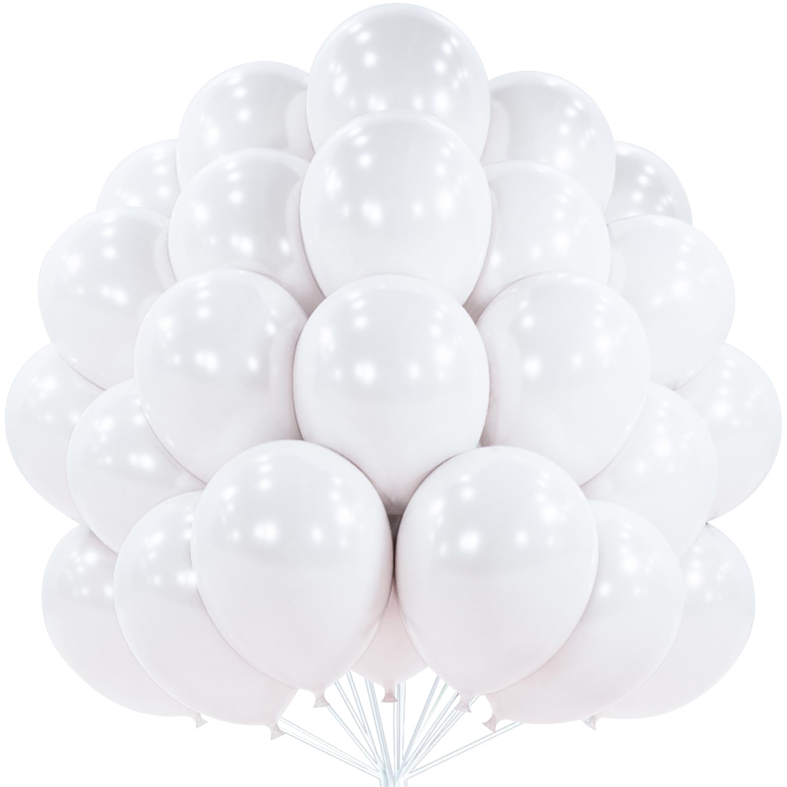 PartyWoo Pearl White Balloons 50pcs 12in | Metallic Latex for Weddings & Celebrations