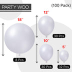 PartyWoo Pearl White Balloons 140pcs – 18/12/10/5 in Arch Kit Garland