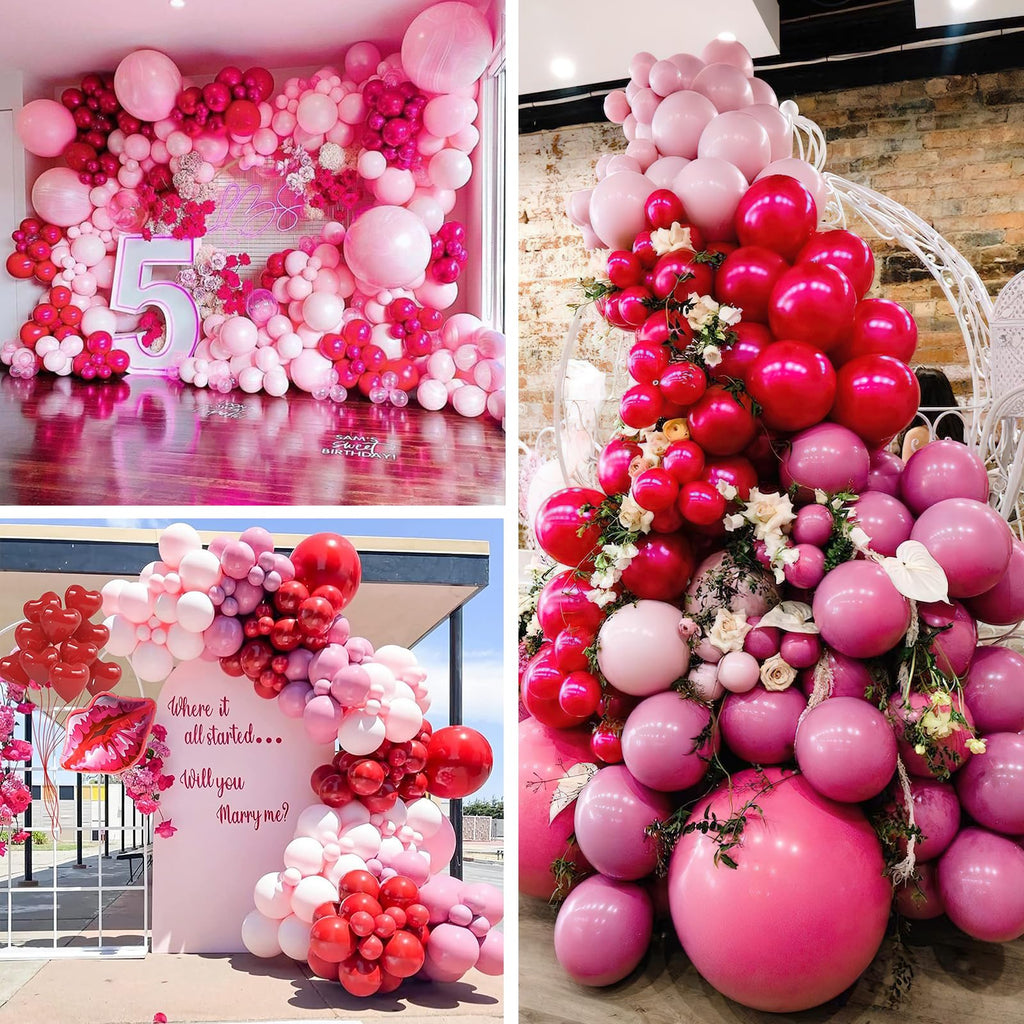 PartyWoo Hot Pink Balloon Arch Kit 142pcs – Magenta, Fuchsia, Pastel Balloons for Baby Shower & Birthday