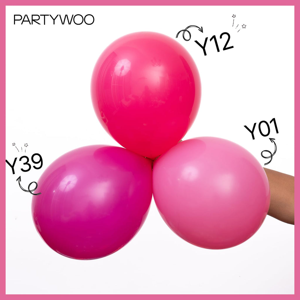 PartyWoo Hot Pink Balloon Arch Kit 142pcs – Magenta, Fuchsia, Pastel Balloons for Baby Shower & Birthday