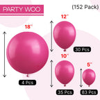 PartyWoo Hot Pink Balloons 152 pcs – Magenta Fuchsia Arch Kit for Weddings & Parties