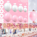 PartyWoo Pink and White Balloons - 140 Pcs Pastel Set for Garland & Arch