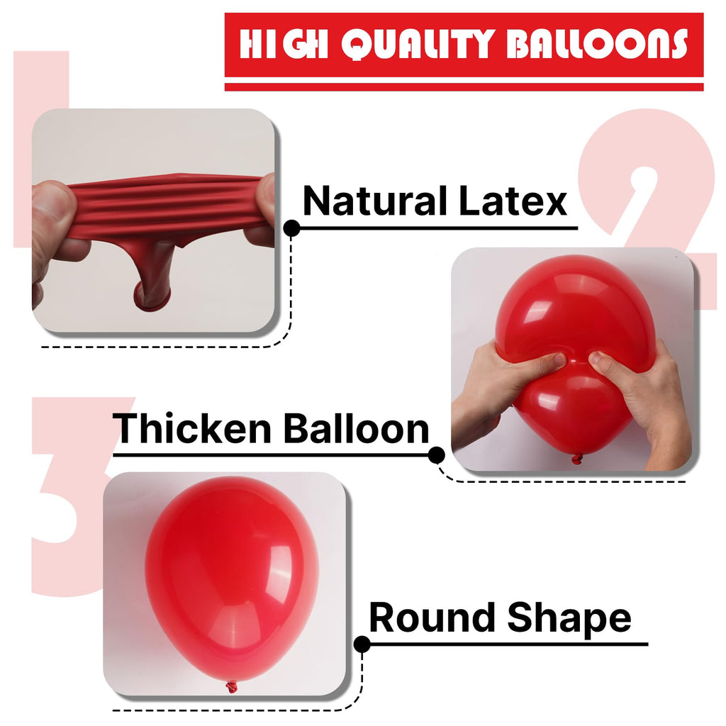 PartyWoo Red Balloons 140 pcs – Mixed Sizes 18/12/10/5 inch Balloon Arch Kit for Celebrations