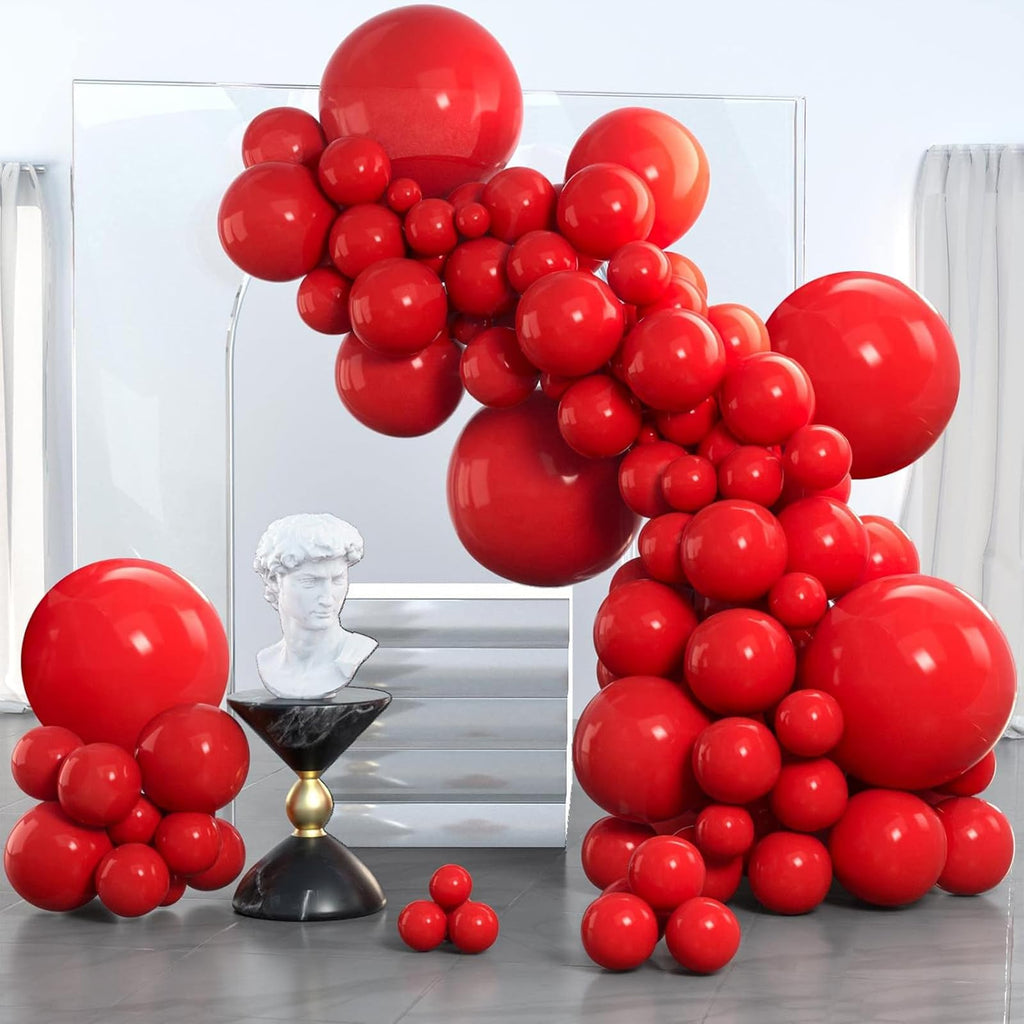 PartyWoo Red Balloons 140 pcs – Mixed Sizes 18/12/10/5 inch Balloon Arch Kit for Celebrations