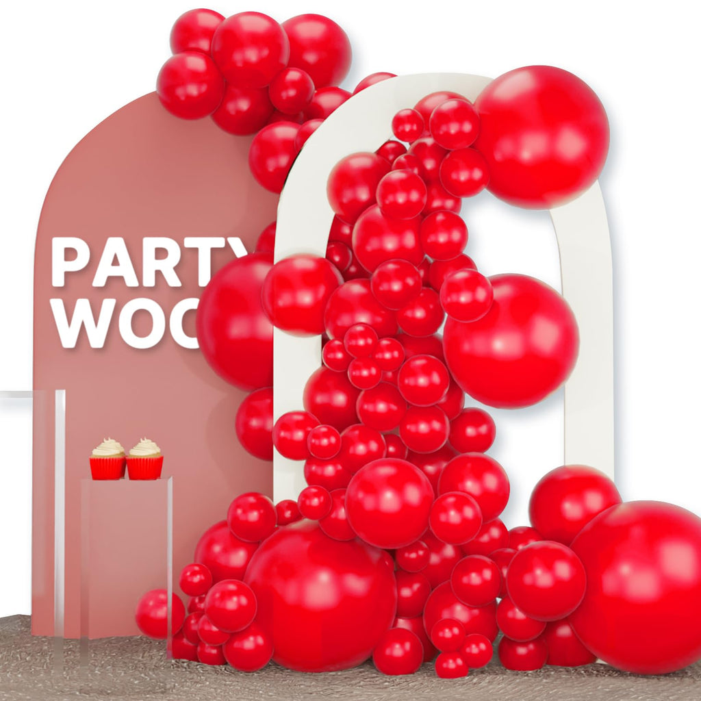 PartyWoo Red Balloons 120 Pcs – 18/12/10/5 Inch Balloon Arch Kit for Birthdays, Graduations & More