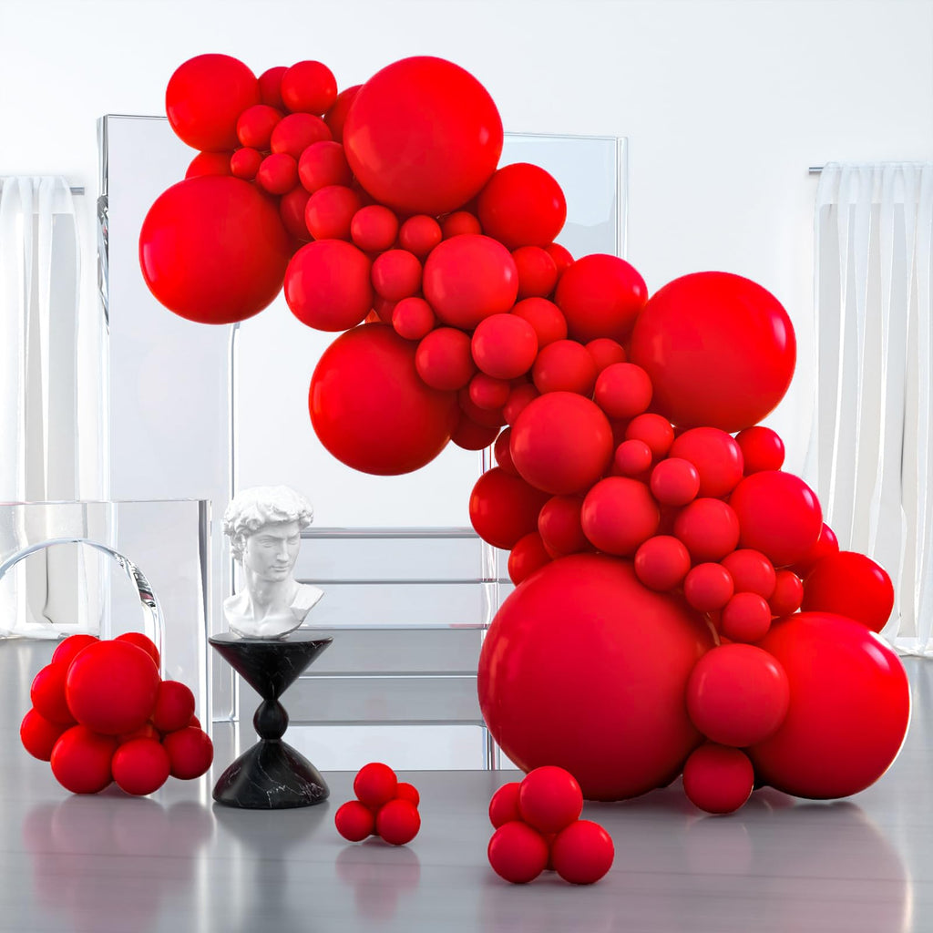 PartyWoo Red Balloons 127pcs - Arch Kit & Garland for Birthday Parties & Celebrations
