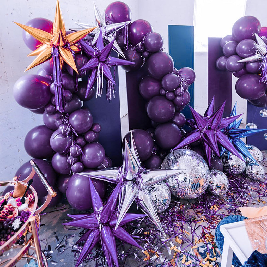 PartyWoo Metallic Purple Star Balloons 110pcs – Foil Star Balloon Arch Kit for Birthday & Wedding