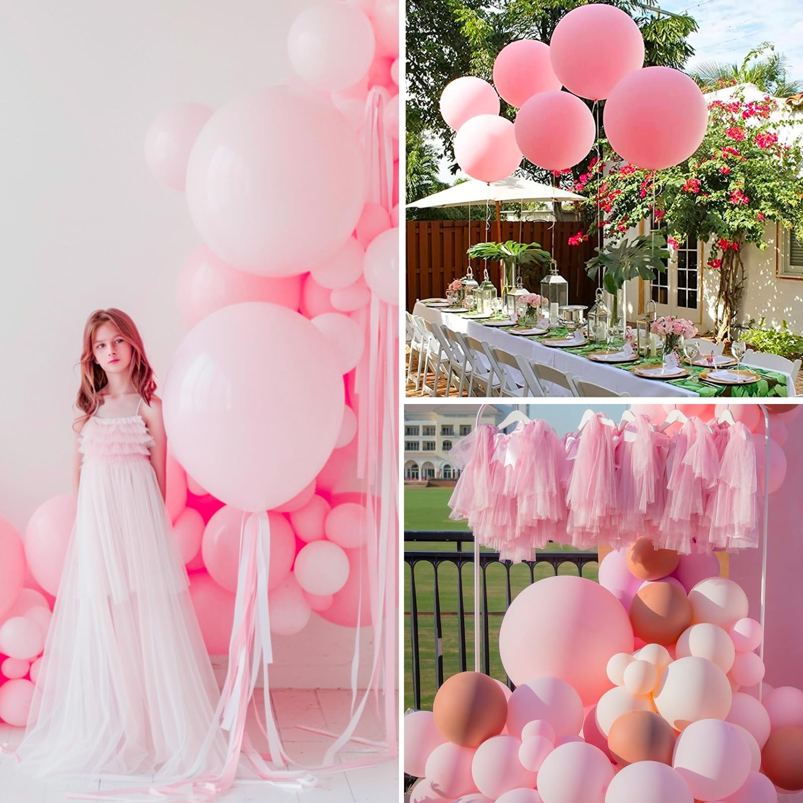 PartyWoo Baby Pink 36in Balloons – 4pc Pastel Latex for Baby Showers & Celebrations
