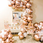 PartyWoo Rose Gold Balloons 140 pcs – 18/12/10/5 Inch Balloon Arch Kit