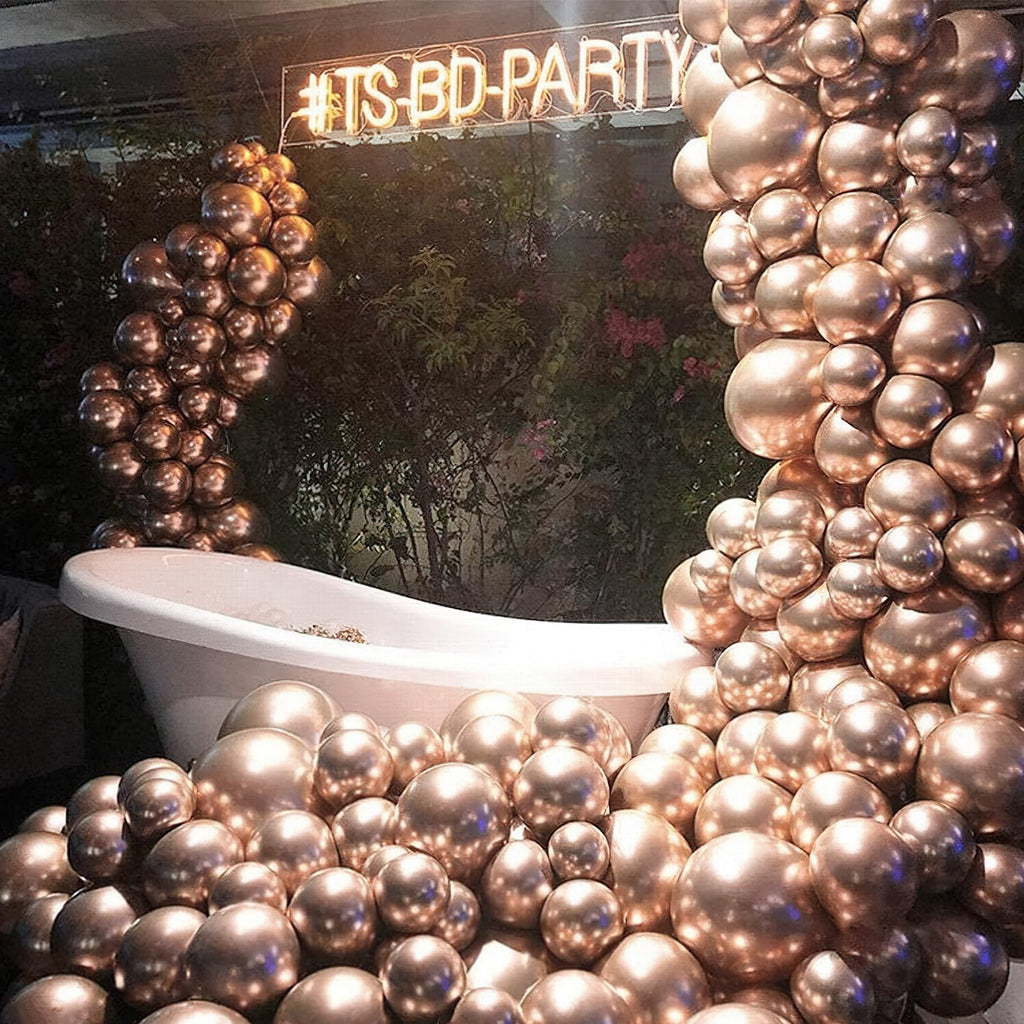 PartyWoo Metallic Rose Gold Balloons 140pcs – 18in/12in/10in/5in Balloon Arch Kit for Birthday & Events