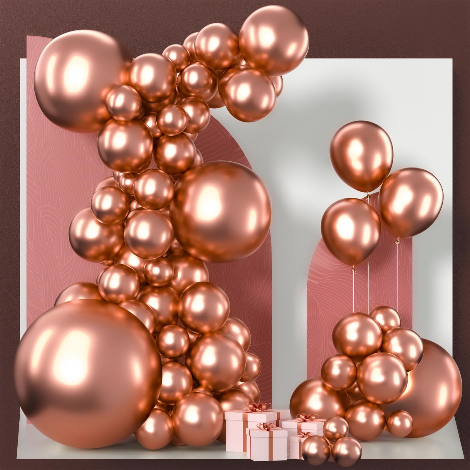 PartyWoo Rose Gold Balloons Kit – 100 Pcs in 36/18/12/10/5 Inch for Arch Garland | Wedding Birthday Party Decor