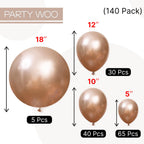 PartyWoo Metallic Rose Gold Balloons 140pcs – 18in/12in/10in/5in Balloon Arch Kit for Birthday & Events