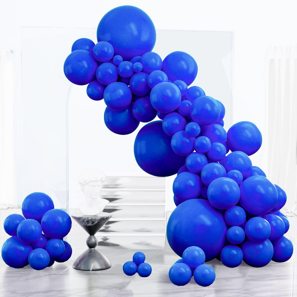 PartyWoo Royal Blue Balloons 123pcs – Mixed Sizes (18/12/10/5in) for Arches & Celebrations