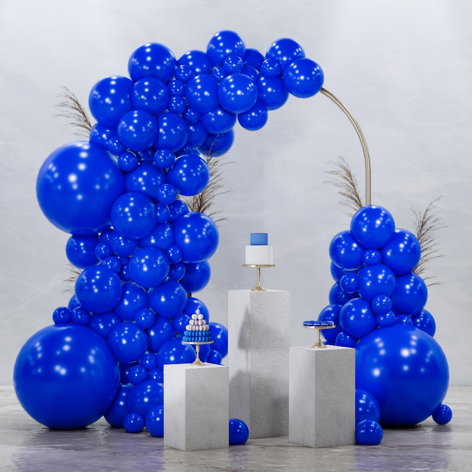 PartyWoo Royal Blue Balloons 128pcs Pack – 18in/12in/10in/5in Thick Latex for Arches & Centerpieces