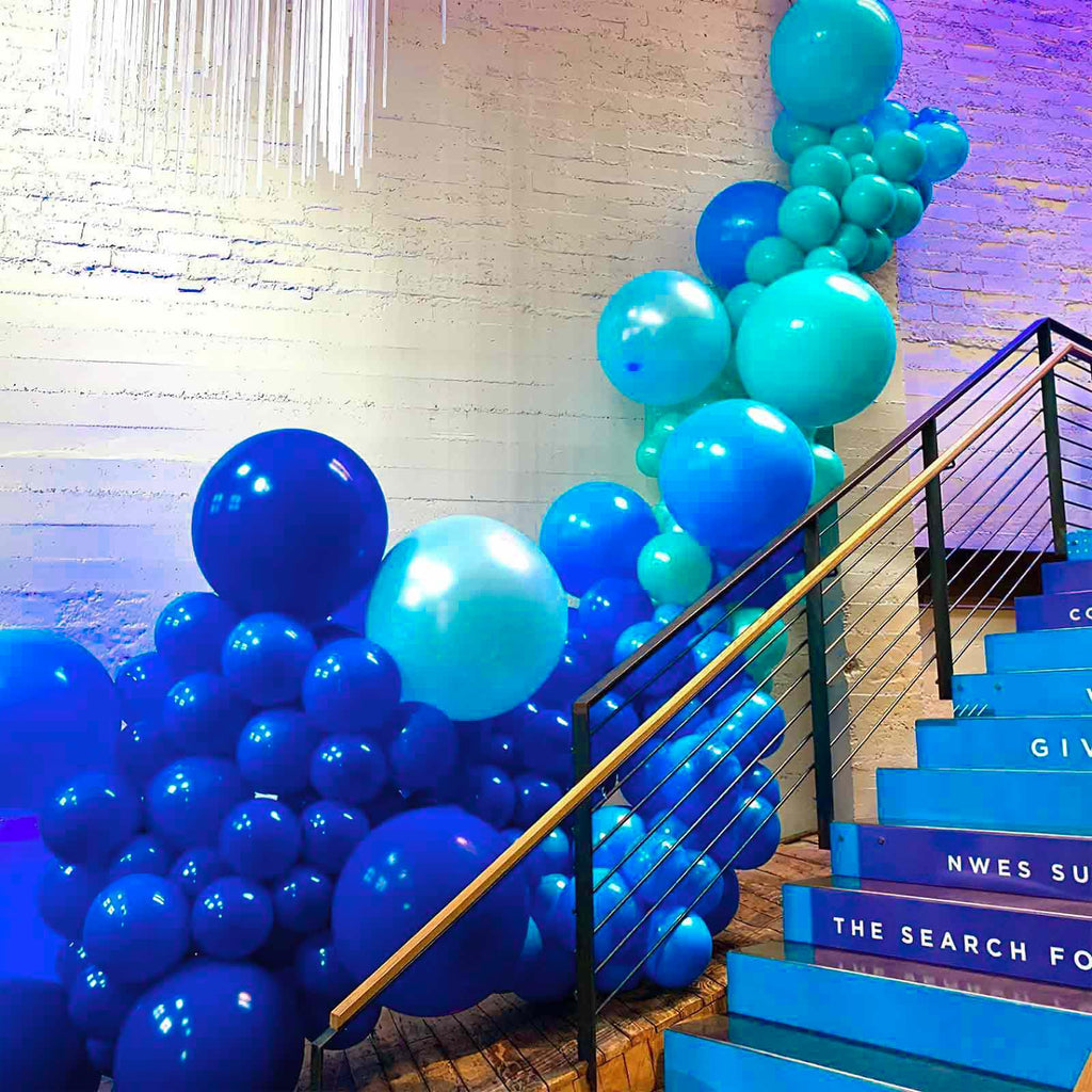 PartyWoo Royal Blue Balloons 128pcs Pack – 18in/12in/10in/5in Thick Latex for Arches & Centerpieces