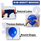 PartyWoo Royal Blue Balloons 128pcs Pack – 18in/12in/10in/5in Thick Latex for Arches & Centerpieces