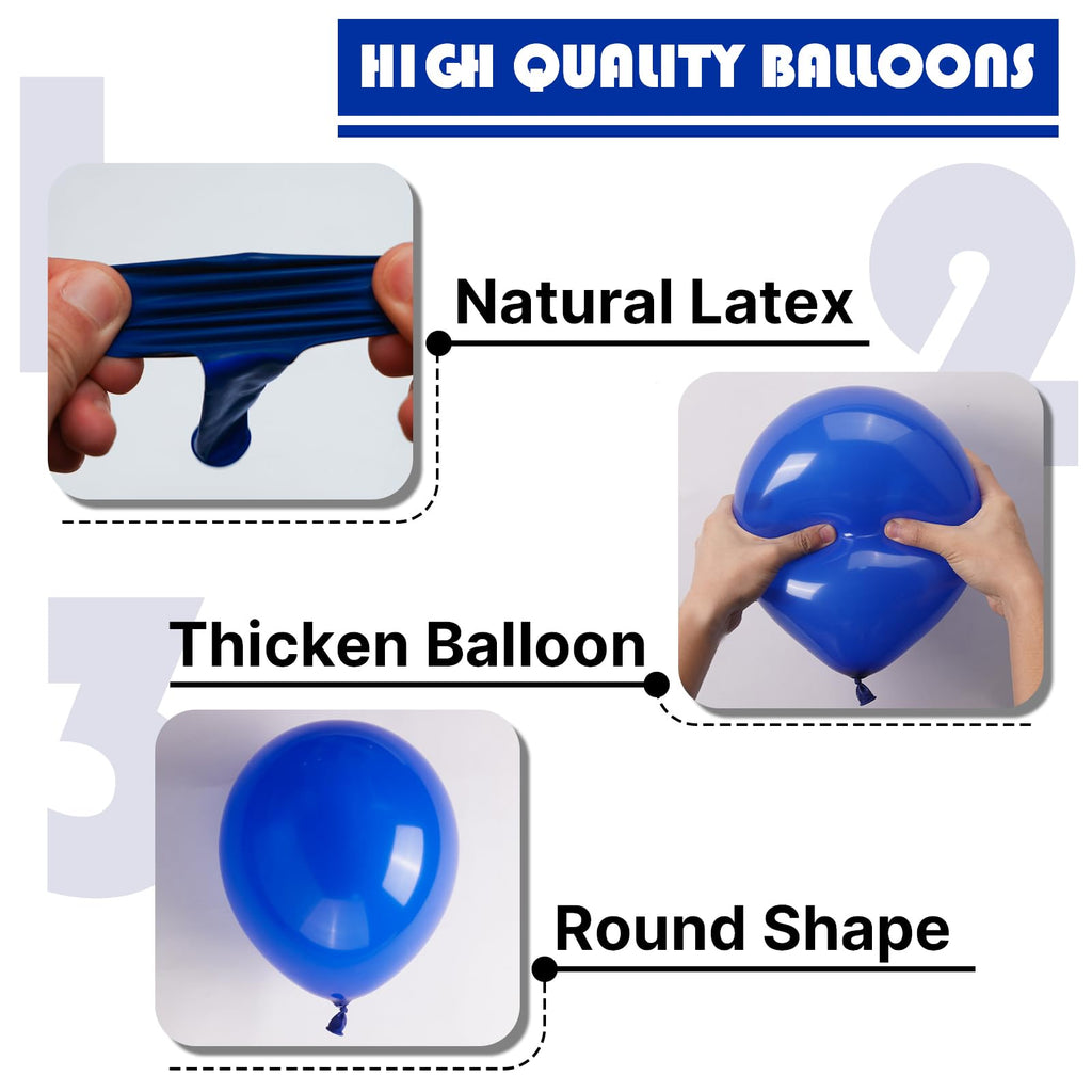 PartyWoo Royal Blue Balloons 123pcs – Mixed Sizes (18/12/10/5in) for Arches & Celebrations