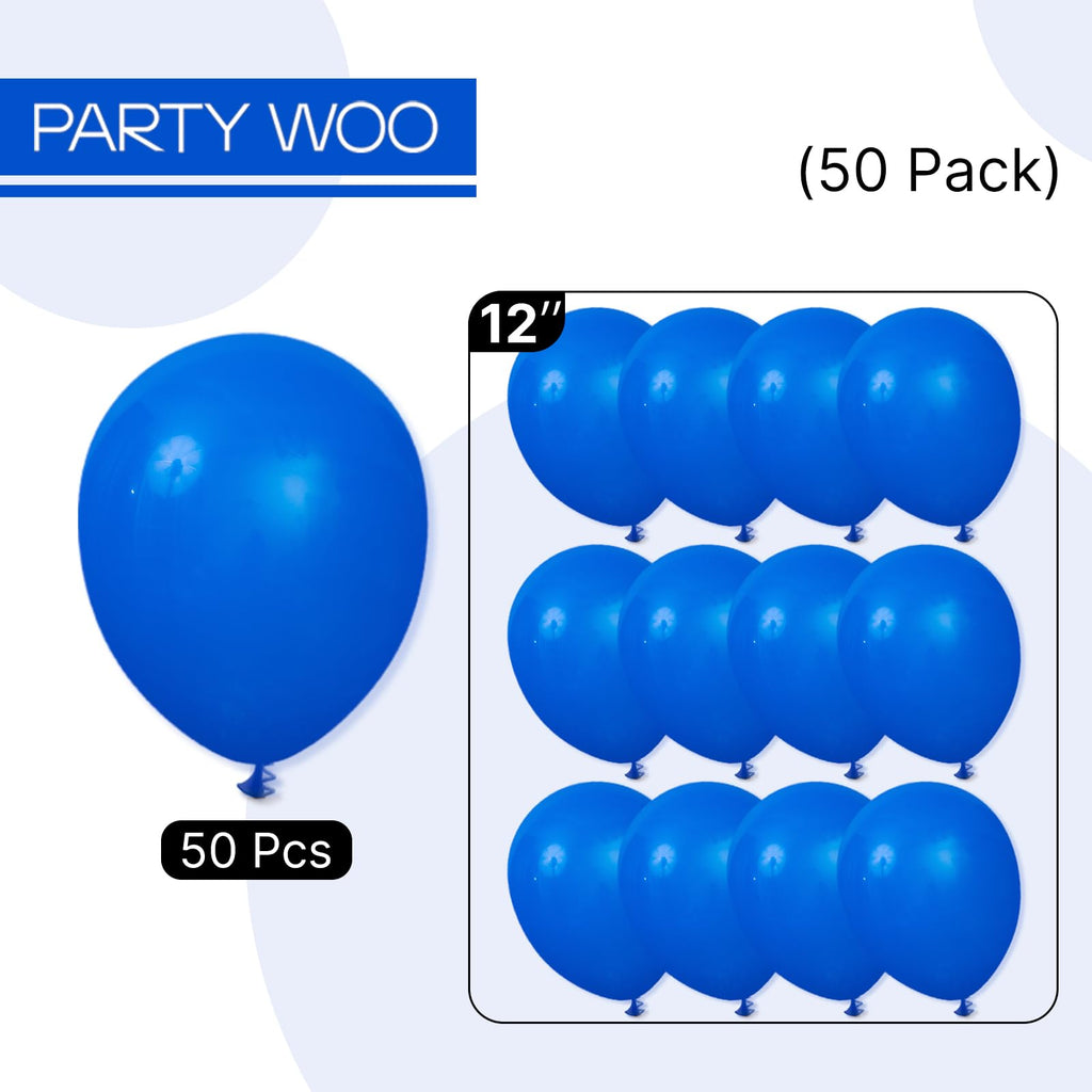 PartyWoo Royal Blue Balloons - 50-Pack, 12-Inch Latex Party Decor for Weddings & Celebrations