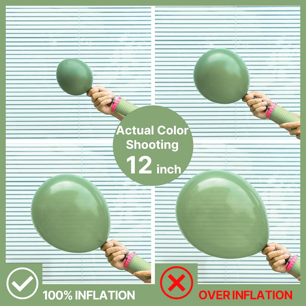 PartyWoo Sage Green Balloons 140pc Pack – 18/12/10/5in Neutral Jungle Party Decor