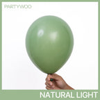 PartyWoo Sage Green Balloons 140pc Pack – 18/12/10/5in Neutral Jungle Party Decor