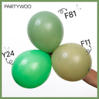 PartyWoo Sage Green Balloons 140pc Pack – 18/12/10/5in Neutral Jungle Party Decor
