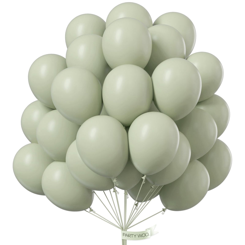 PartyWoo Sage Green Balloons 50pc, 12in - Boho Dusty Olive Latex for Birthday, Wedding & Baby Shower