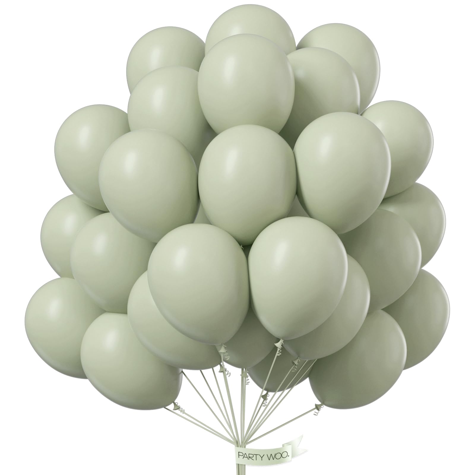 PartyWoo Sage Green Balloons 50pc, 12in - Boho Dusty Olive Latex for Birthday, Wedding & Baby Shower