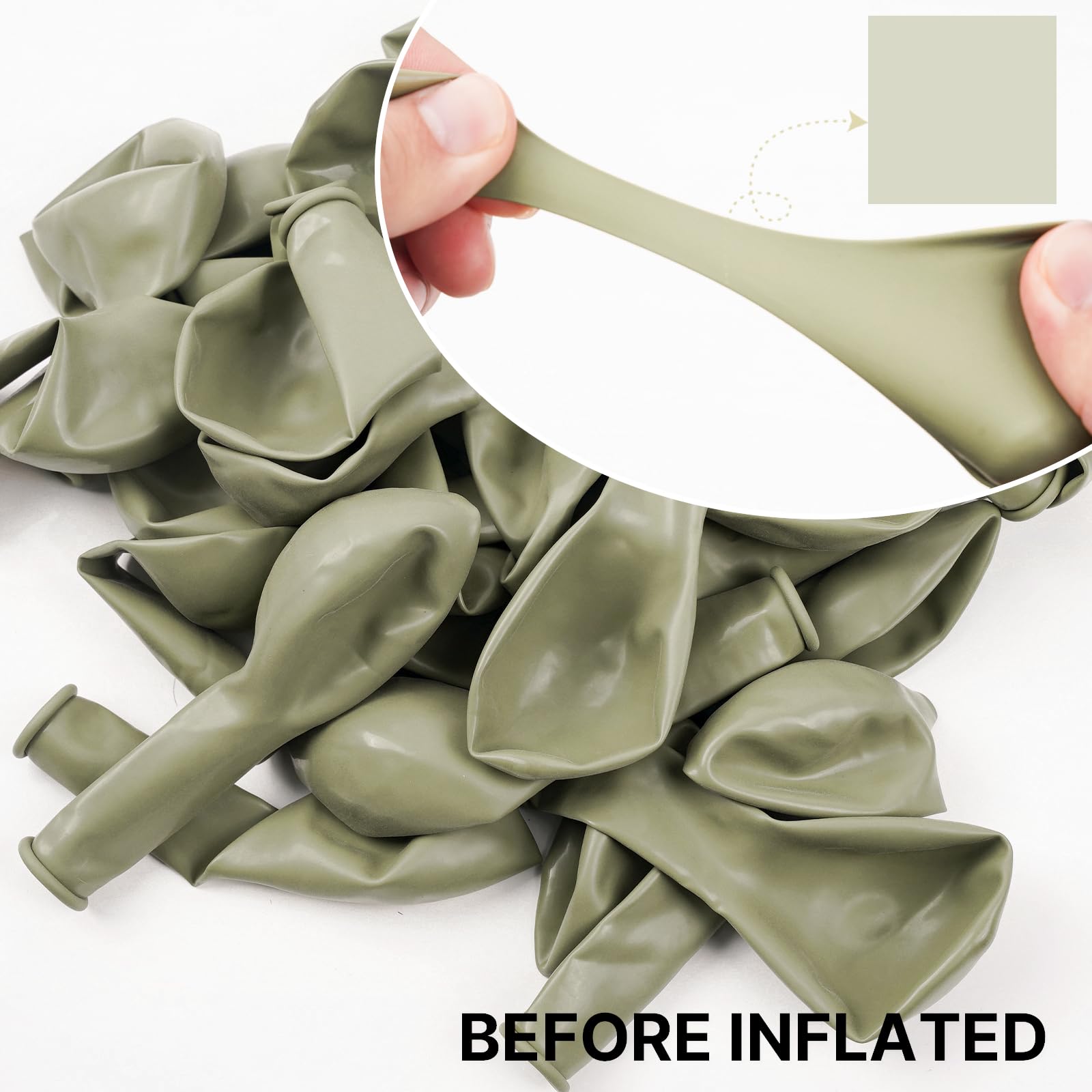 PartyWoo Sage Green Balloons 50pc, 12in - Boho Dusty Olive Latex for Birthday, Wedding & Baby Shower