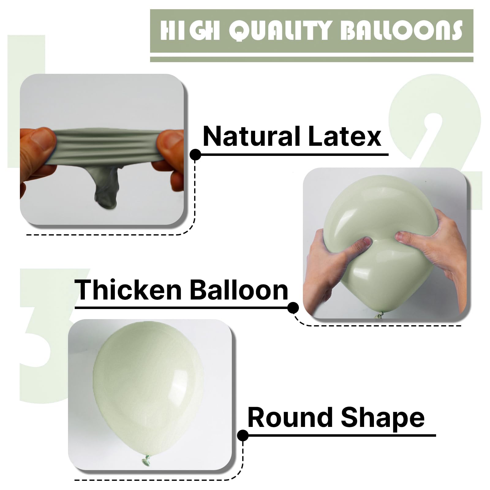PartyWoo Sage Green Balloons 50pc, 12in - Boho Dusty Olive Latex for Birthday, Wedding & Baby Shower