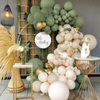 PartyWoo Sage Green Balloons 140pc Pack – 18/12/10/5in Neutral Jungle Party Decor