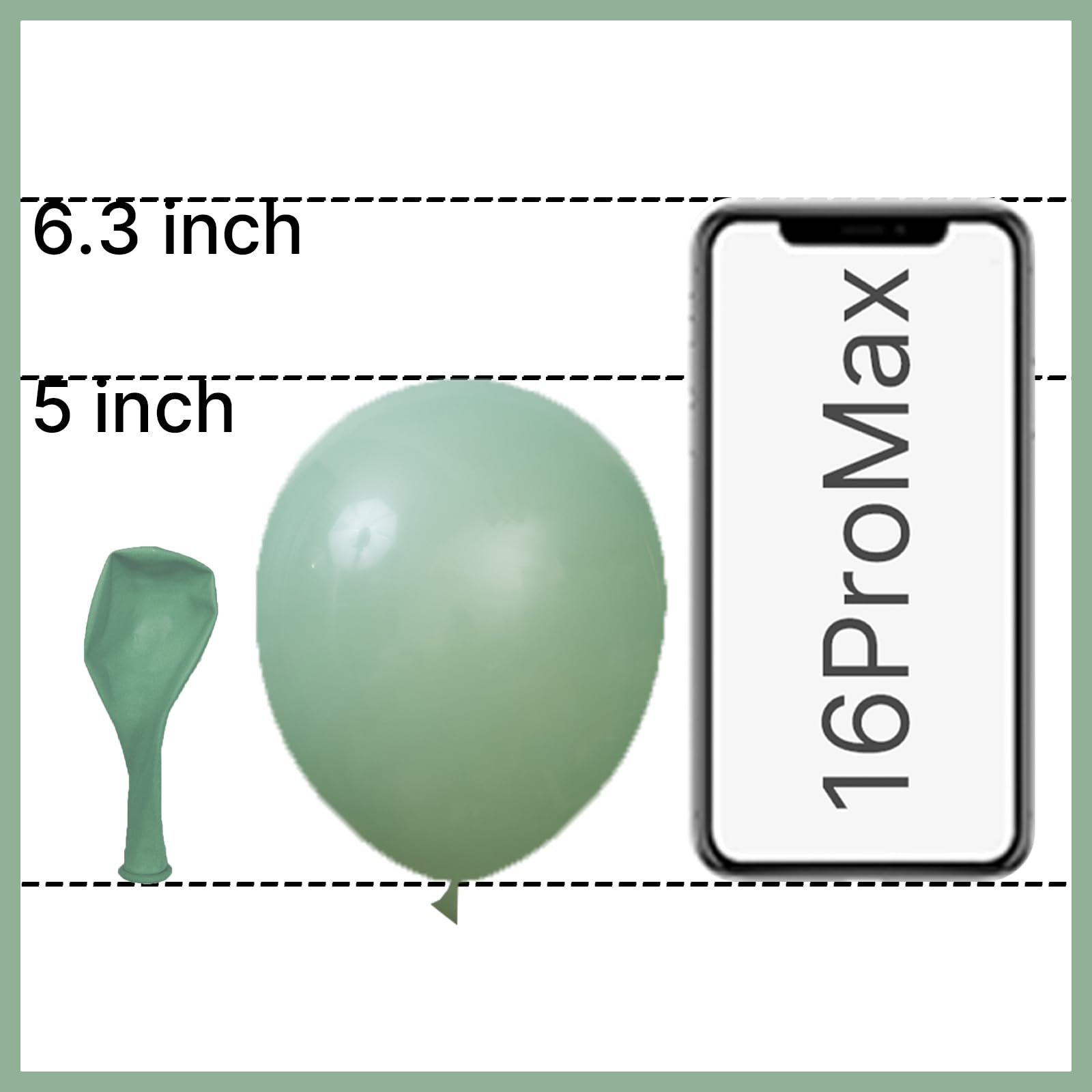 PartyWoo Dusty Green Balloons – 50ct, 5in Matte Sage (Boho)